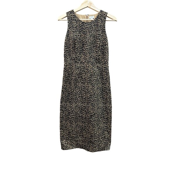 J.Crew Leopard Print Sleeveless Sheath Dress Womens Size 0 Knee Length - Picture 1 of 9